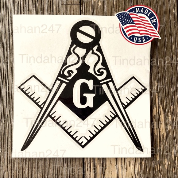 Freemasonry Square &‎ Compass Logo Sticker -Masonic Symbol - Picture 1 of 2